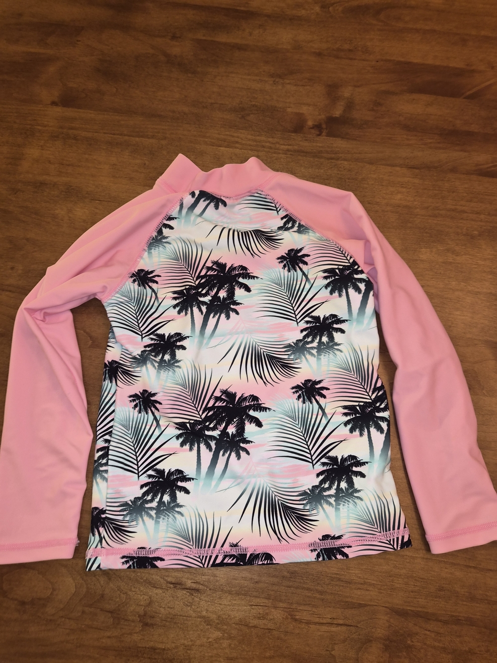 Girls' Coral Tropical Palm Long-Sleeve Rashguard 2 piece Swimsuit Set Sz 4/ 4T - Picture 9 of 11